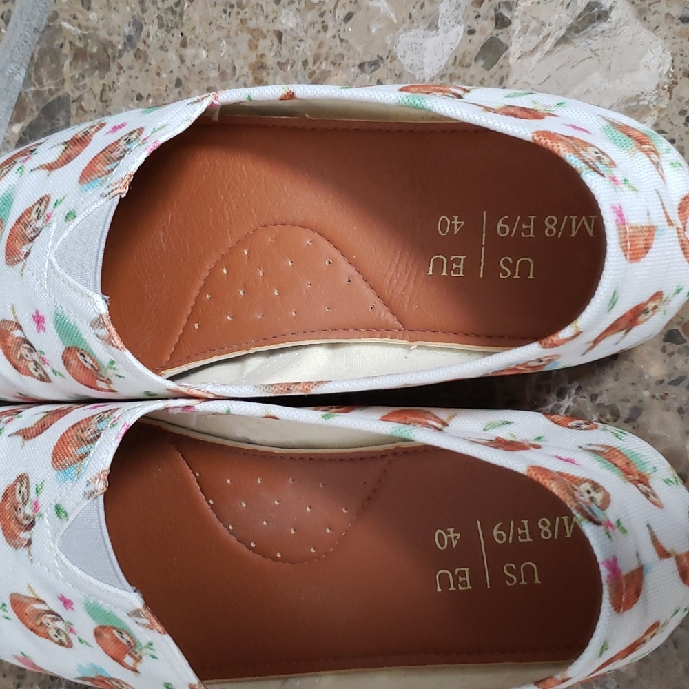 Sloth Print Slip on Canvas Shoes - Picture 2 of 3